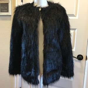 Asos Black Faux Fur Coat Size 2